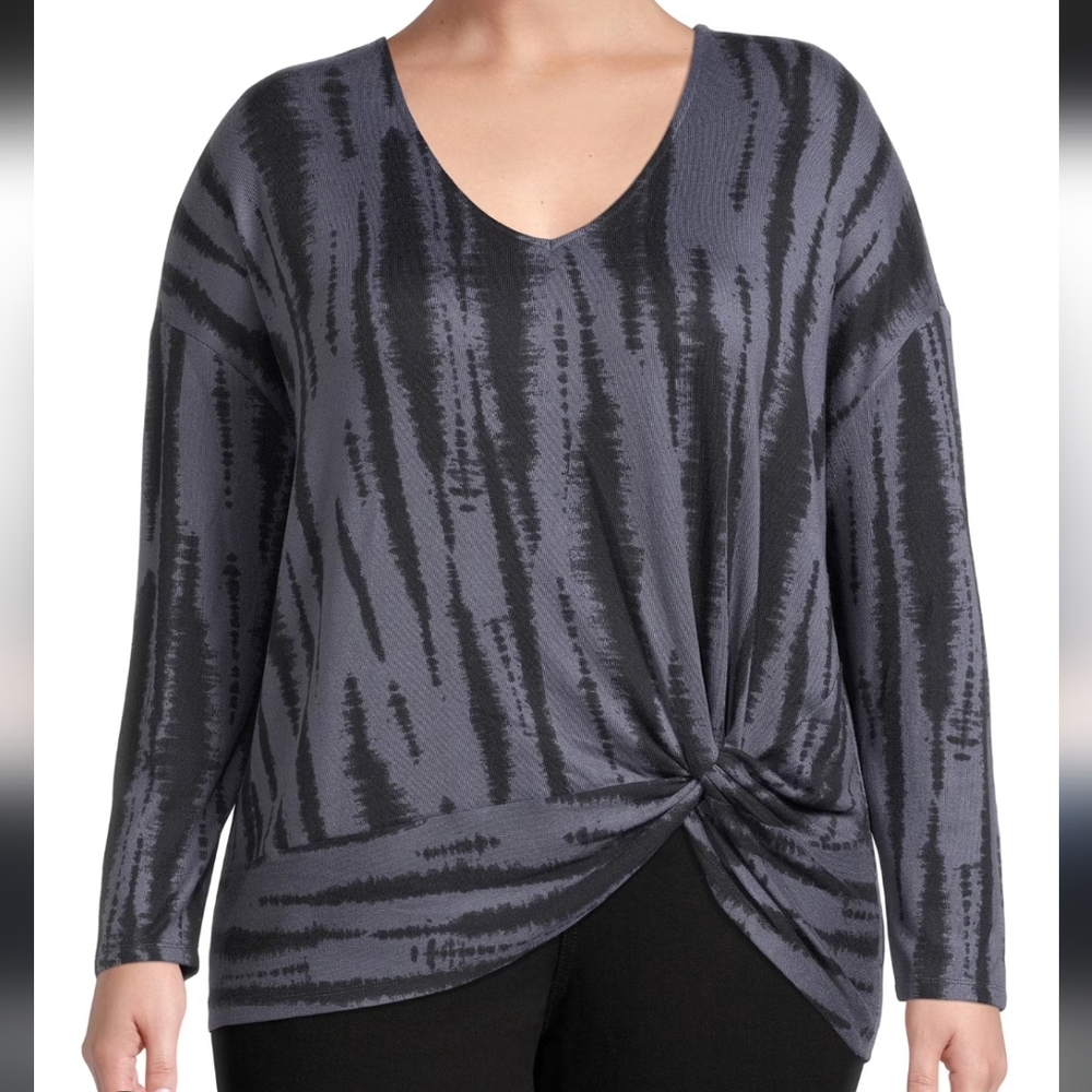 Terra & Sky Women Plus Size Long Sleeve Black-Charcoal 1X(16W-18W) Very Soft